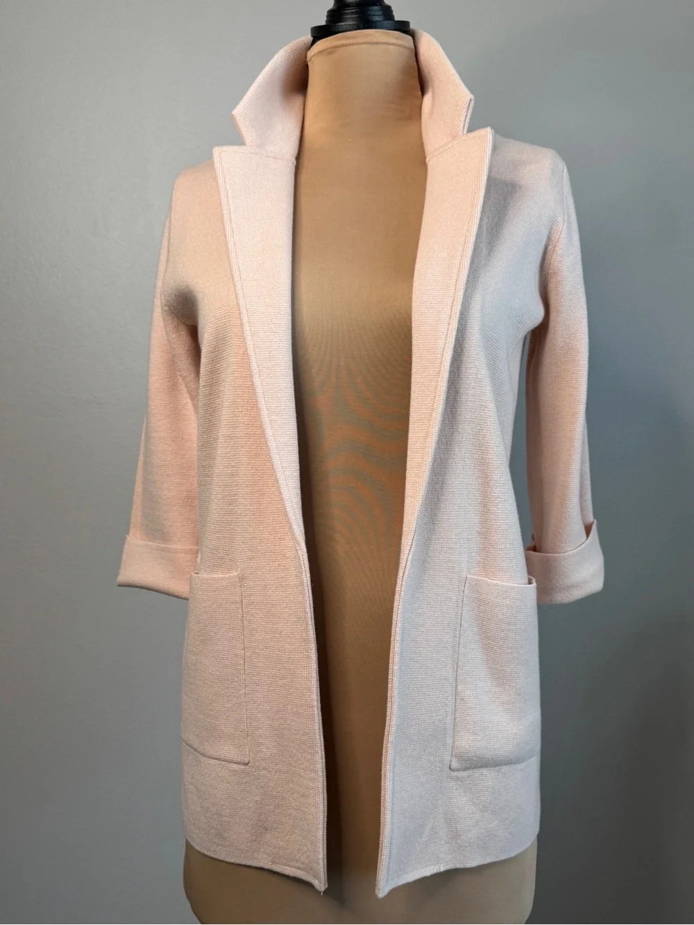 J.Crew Sophie Open Pockets Cardigan Jacket Blazer Blush Pink Wool Cotton XXS 2XS